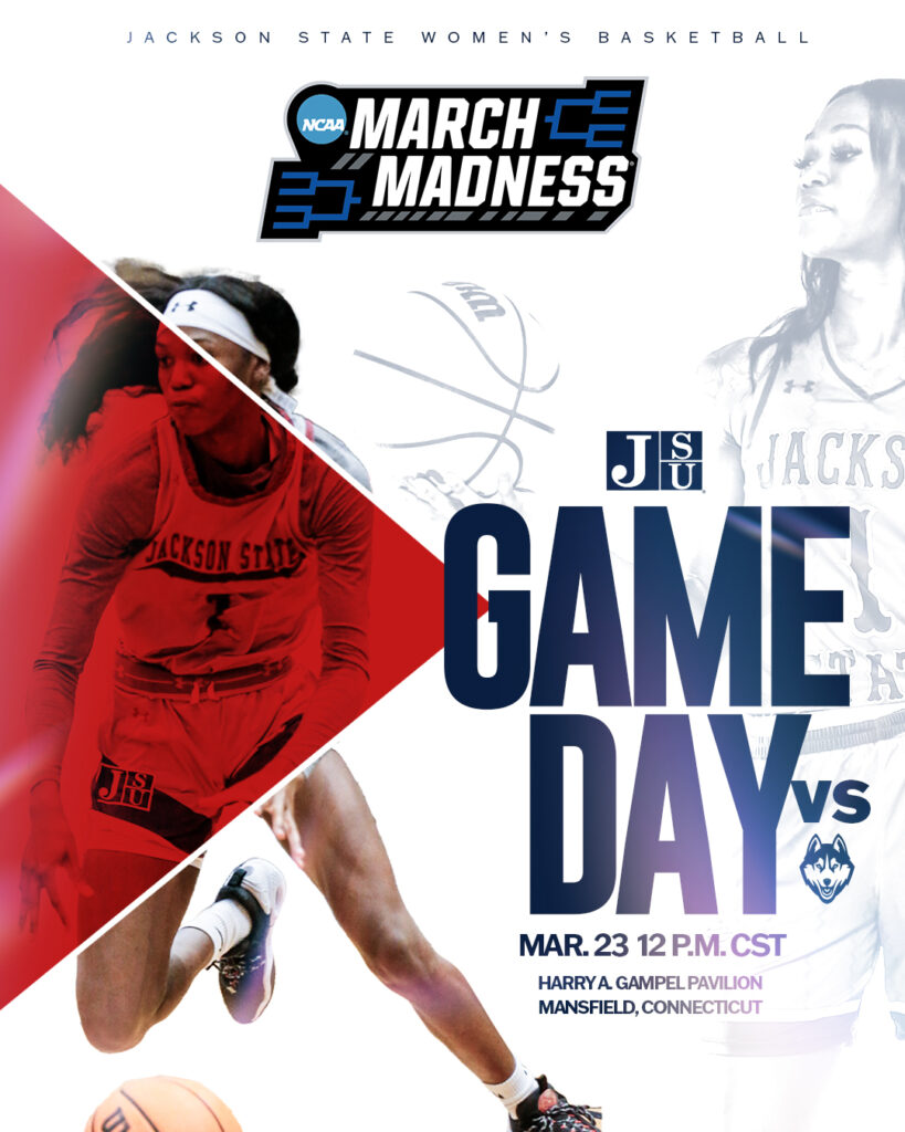 Jackson State women’s basketball March Madness gameday graphic