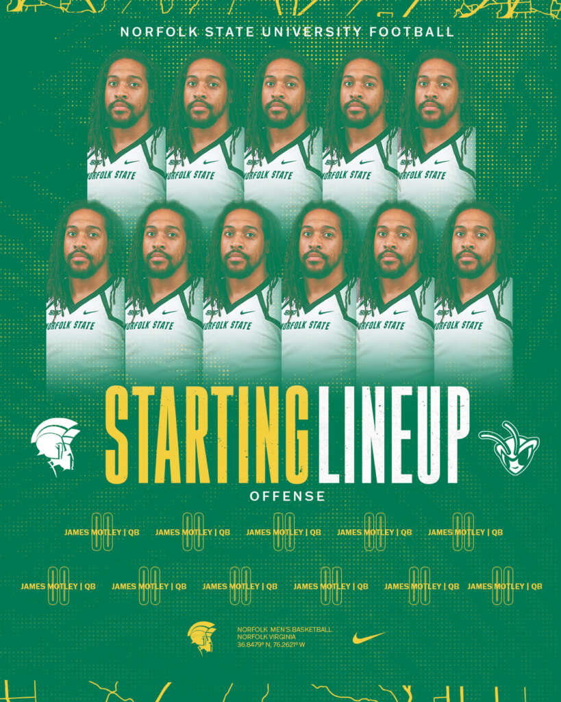 Norfolk State 2024 starting lineup graphic designed by MFNGraphics