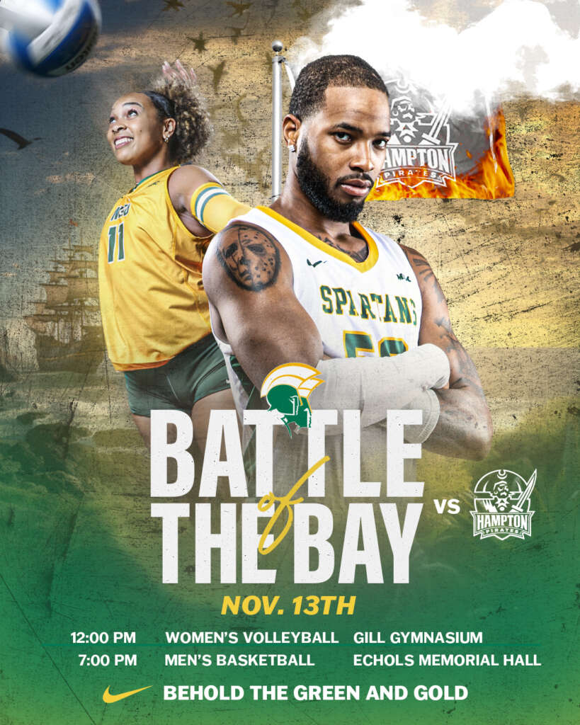 Norfolk State Battle of the Bay volleyball and men's basketball graphic designed by MFNGraphics