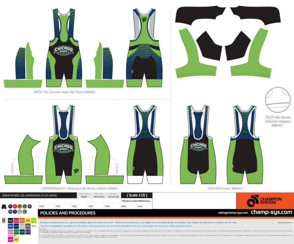Chicago State University cycling shorts apparel design by MFNGraphics