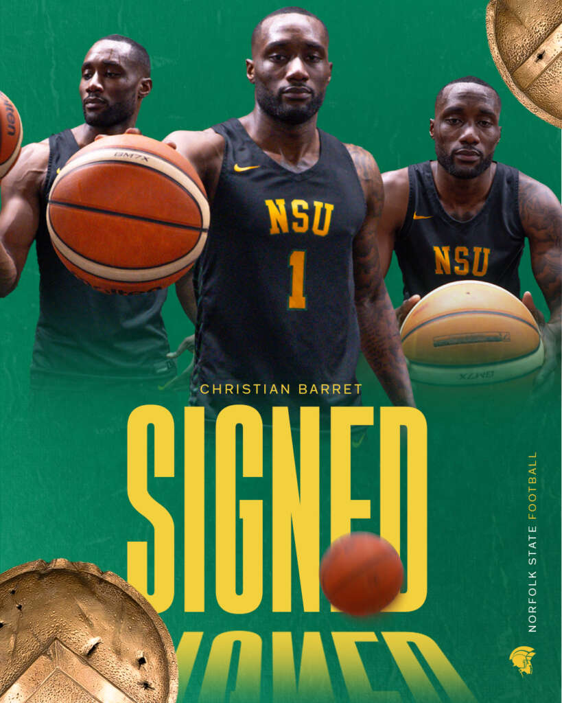 Norfolk State Christian Barrett feature graphic designed by MFNGraphics