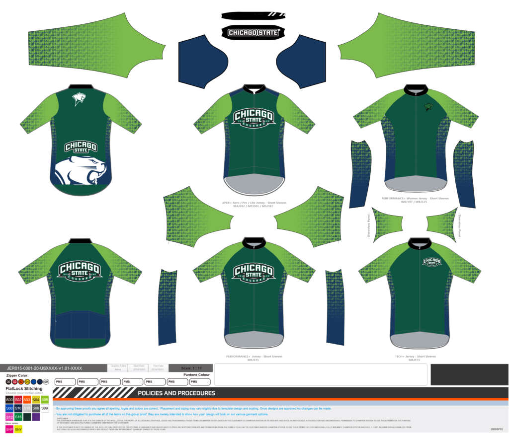 Chicago State University cycling jersey apparel design by MFNGraphics