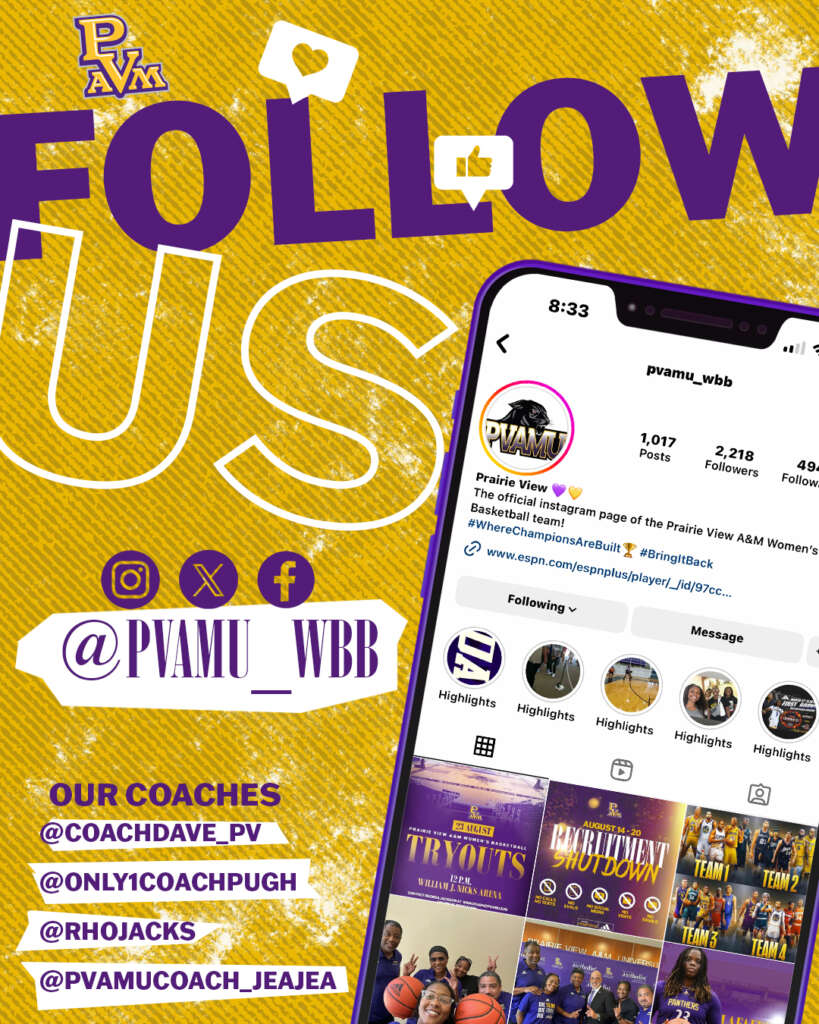 Prairie View A&M Follow Us social media graphic designed by MFNGraphics
