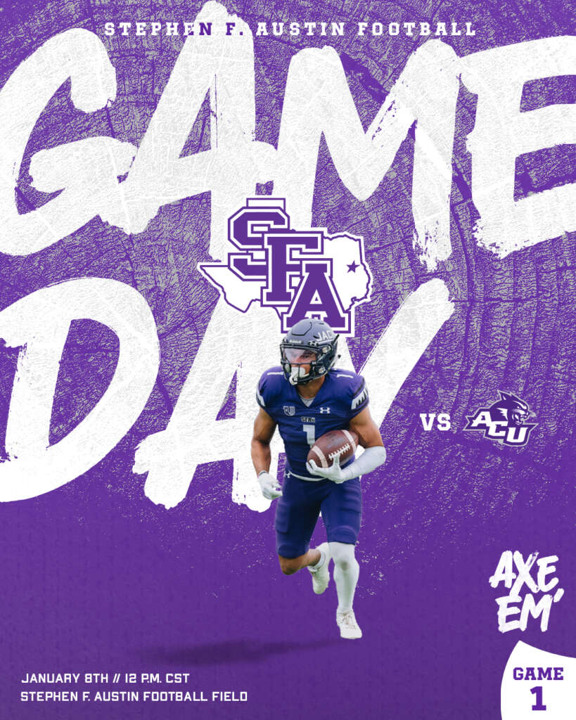 Stephen F. Austin football gameday graphic designed by MFNGraphics