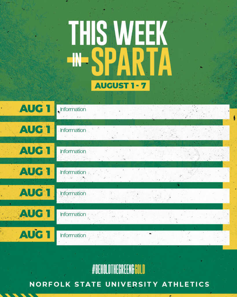 Norfolk State This Week in Sparta schedule graphic designed by MFNGraphics